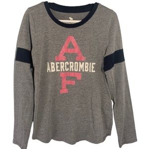 Abercrombie & Fitch Stripe Sleeve Distressed Tee